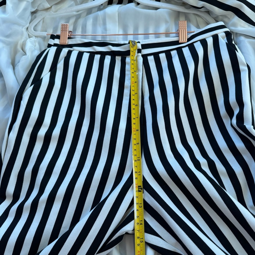 ASOS Black White Mono-striped Pant Suit Long Line Blazer High Rise Co Ord US 8 - Picture 9 of 15